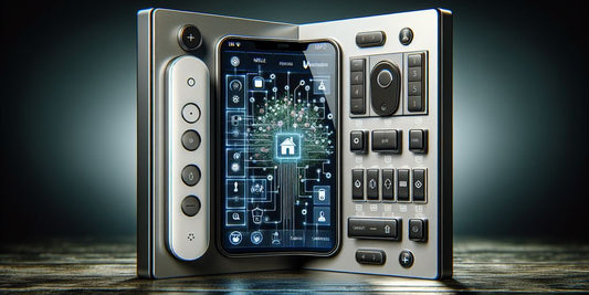modern home security system control panel with smartphone integration