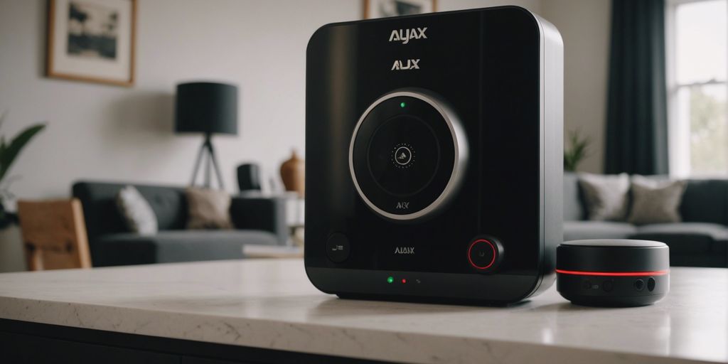 Ajax alarm system device in a stylish home, showcasing its modern design and high-quality build.